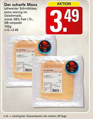 Der scharfe Maxx - Schweizer Schnittkäse, extra würzig im Geschmack