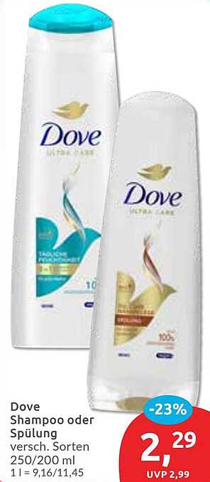Dove Shampoo oder Spülung 250/200 ml - Jetzt zum Sparpreis!