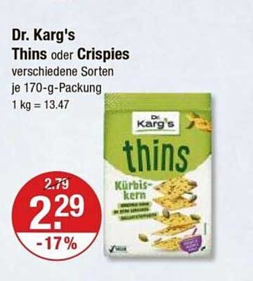 Dr. Karg's Thins oder Crispies 170 g - Kürbiskern