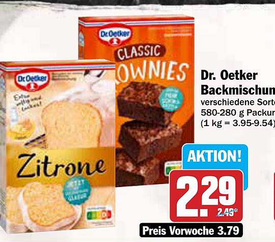 Dr. Oetker Backmischung verschiedene Sorten 580-280 g Packung