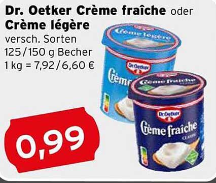 Dr. Oetker Crème fraîche oder Crème légère - verschiedene Sorten
