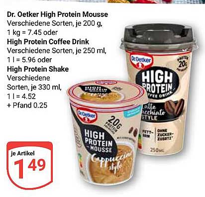 Dr. Oetker High Protein Mousse und Getränke - Verschiedene Sorten