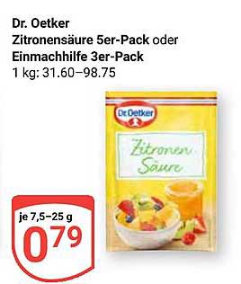 Dr. Oetker Zitronensäure 5er-Pack oder Einmachhilfe 3er-Pack