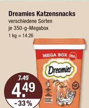 Dreamies Katzensnacks verschiedene Sorten je 350-g-Megabox