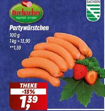 Drebacker Partywürstchen 100 g - jetzt nur 1,39 €