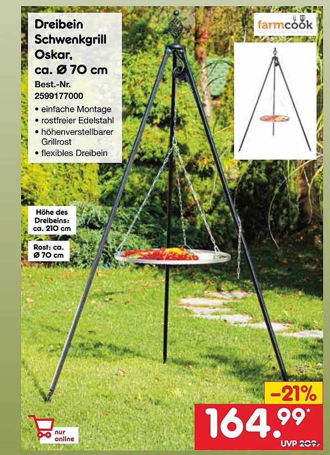 Dreibein Schwenkgrill Oskar, ca. Ø 70 cm