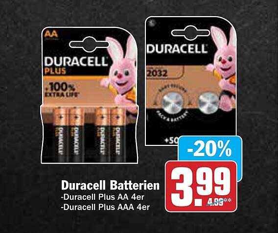 Duracell Batterien - Duracell Plus AA 4er und AAA 4er