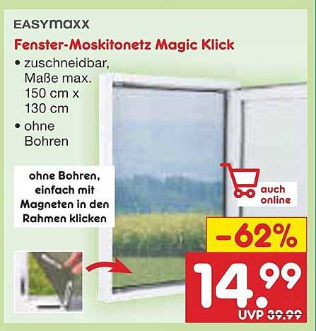 EASYmaxx Fenster-Moskitonetz Magic Klick