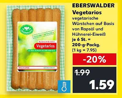 EBERSWALDER Vegetarios Vegetarische Würstchen auf Basis von Rapsöl und Hühnerei-Protein