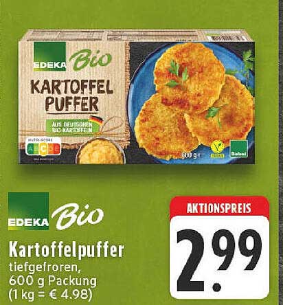 EDEKA Bio Kartoffelpuffer, tiefgefroren, 600 g