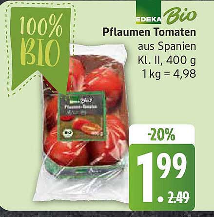 EDEKA Bio Pflaumen Tomaten aus Spanien, 400 g