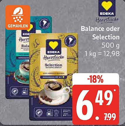 EDEKA Herzstücke Balance oder Selection 500 g