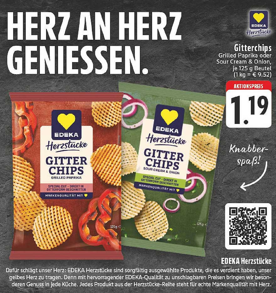 EDEKA Herzstücke Gitterchips - Grilled Paprika oder Sour Cream & Onion