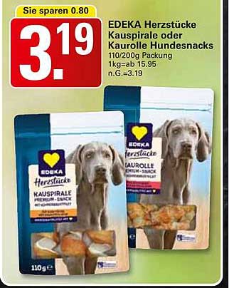EDEKA Herzstücke Kauspirale oder Kaulirolle Hundsnacks