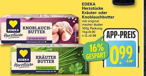 EDEKA Herzstücke Kräuter- oder Knoblauchbutter