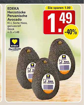EDEKA Herzstücke Peruianische Avocado K.L.1, Sorte Hass, genussreif