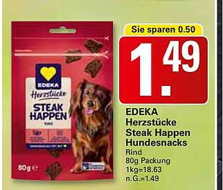 EDEKA Herzstücke Steak Happen Hundesnacks Rind 80g