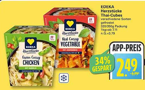 EDEKA Herzstücke Thai-Cubes – verschiedene Sorten gefrostet