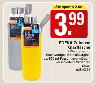 EDEKA Zuhause Glasflasche mit Wendebezug