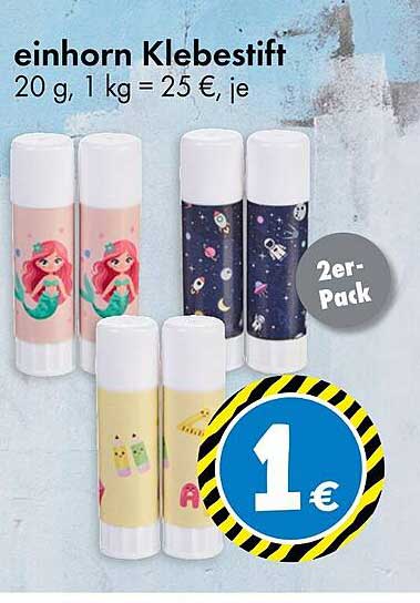 Einhorn Klebestift 2er-Pack für nur 1 €