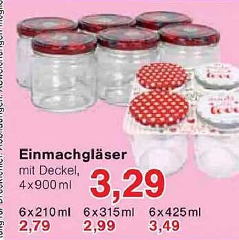 Einmachgläser mit Deckel, 4x900 ml