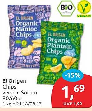 El Origen Chips - Bio Snack in verschiedenen Sorten