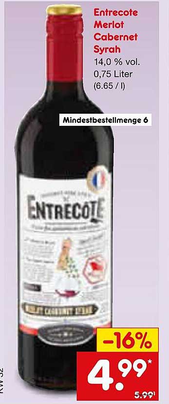 Entrecote Merlot Cabernet Syrah 0,75 Liter