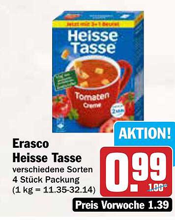 Erasco Heisse Tasse - verschiedene Sorten 4 Stück Packung