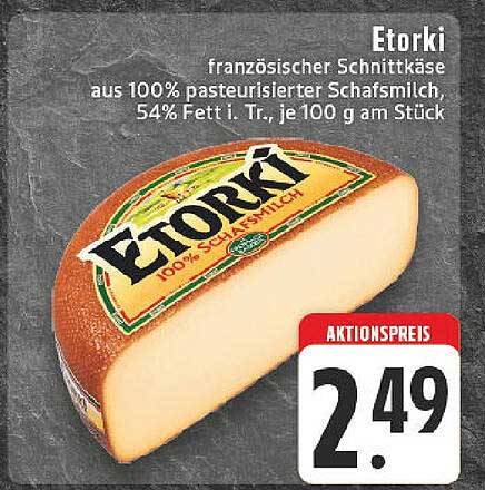 Etorki französischer Schnittkäse aus 100% pasteurisierter Schafsmilch