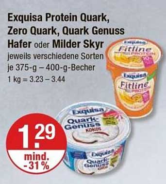 Exquisa Protein Quark, Zero Quark, Quark Genuss Hafer oder Milde Skyr