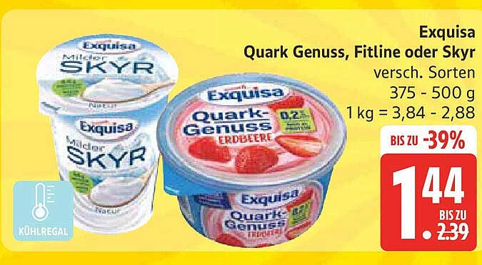Exquisa Quark Genuss, Fitline oder Skyr - verschiedene Sorten 375 - 500 g