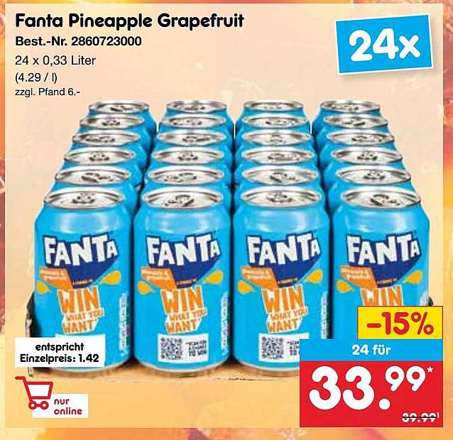 Fanta Pineapple Grapefruit 24 x 0,33 Liter
