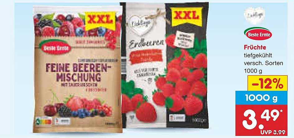 Feine Beeren-Mischung und Erdbeeren, tiefgekühlt, 1000 g