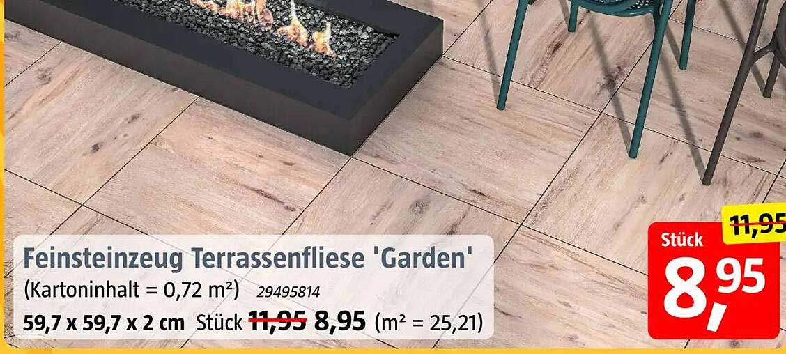 Feinsteinzeug Terrassenfliese 'Garden'