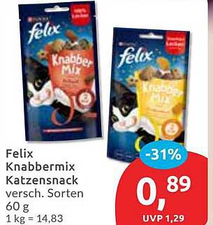 Felix Knabbermix Katzensnack 60 g - Verschiedene Sorten