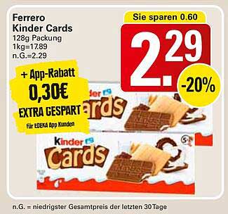 Ferrero Kinder Cards 128g Packung