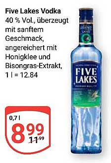 Five Lakes Vodka 40 % Vol., 0,7 l