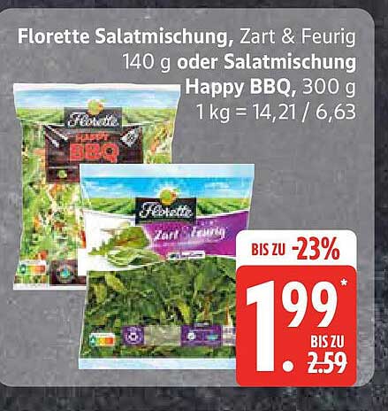 Florette Salatmischung, Zart & Feurig 140 g oder Salatmischung Happy BBQ, 300 g