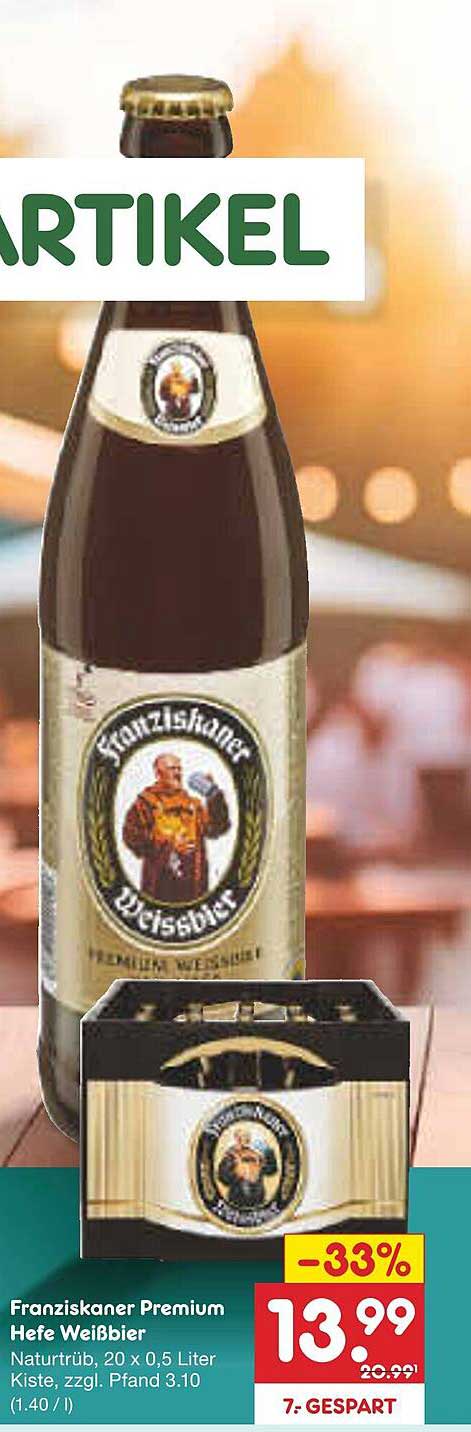 Franziskaner Premium Hefe Weißbier 20 x 0,5 Liter Kiste
