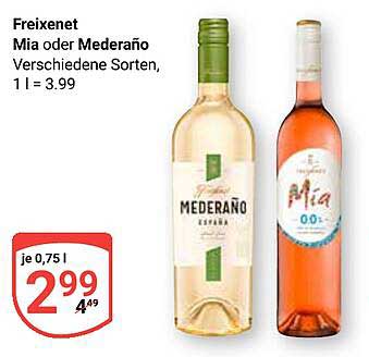 Freixenet Mia oder Mederaño - Verschiedene Sorten, 1 l = 3,99
