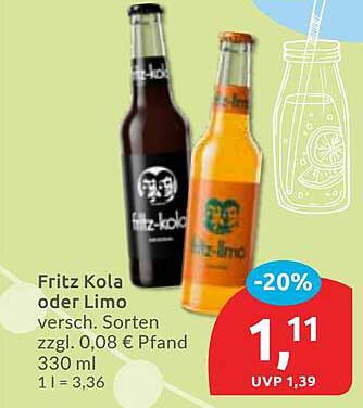 Fritz Kola oder Limo - Verschiedene Sorten