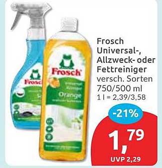 Frosch Universal-, Allzweck- oder Fettreiniger 750/500 ml