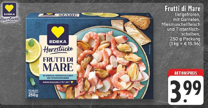 Frutti di Mare - Tiefgefroren mit Garnelen, Miesmuschelfleisch und Tintenschweinscheiben, 250 g
