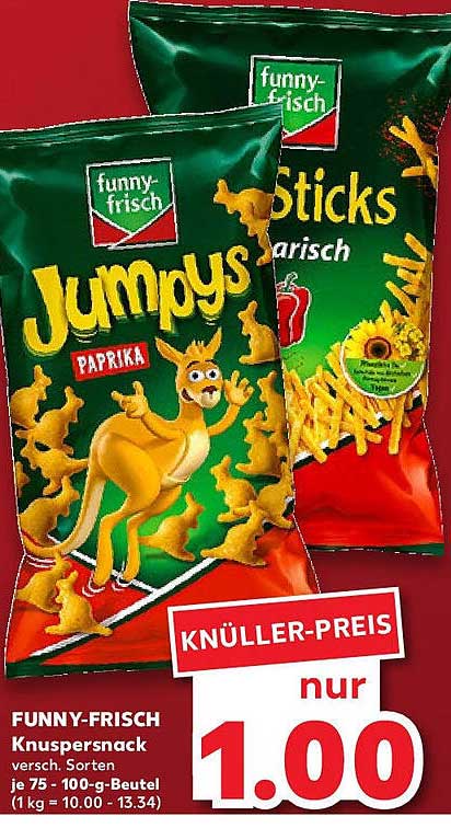 FUNNY-FRISCH Knuspersnack - JUMPYS und STICKS zum Aktionspreis