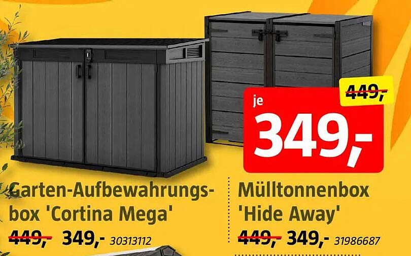 Garten-Aufbewahrungsbox 'Cortina Mega' und Mülltonnenbox 'Hide Away'
