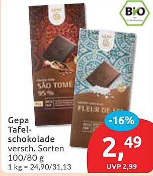 Gepa Tafelschokolade - verschiedene Sorten 100/80 g