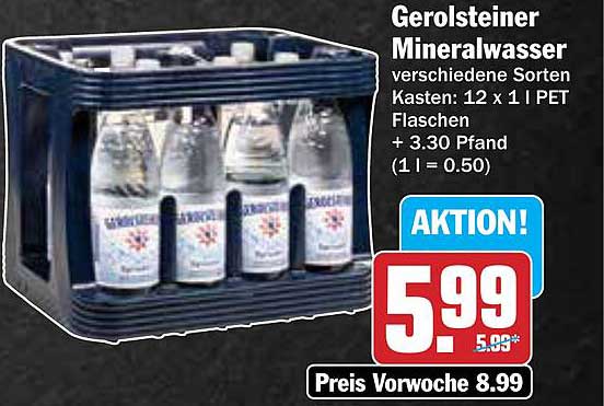 Gerolsteiner Mineralwasser Kasten: 12 x 1 PET Flaschen
