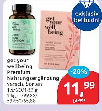 get your wellbeing Premium Nahrungsergänzung verschieden Sorten