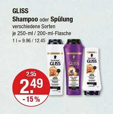 GLISS Shampoo oder Spülung verschiedene Sorten 250-ml/200-ml-Flasche