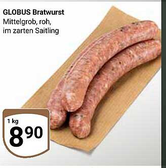 GLOBUS Bratwurst - Mittelgroß, roh, im zarten Saitling